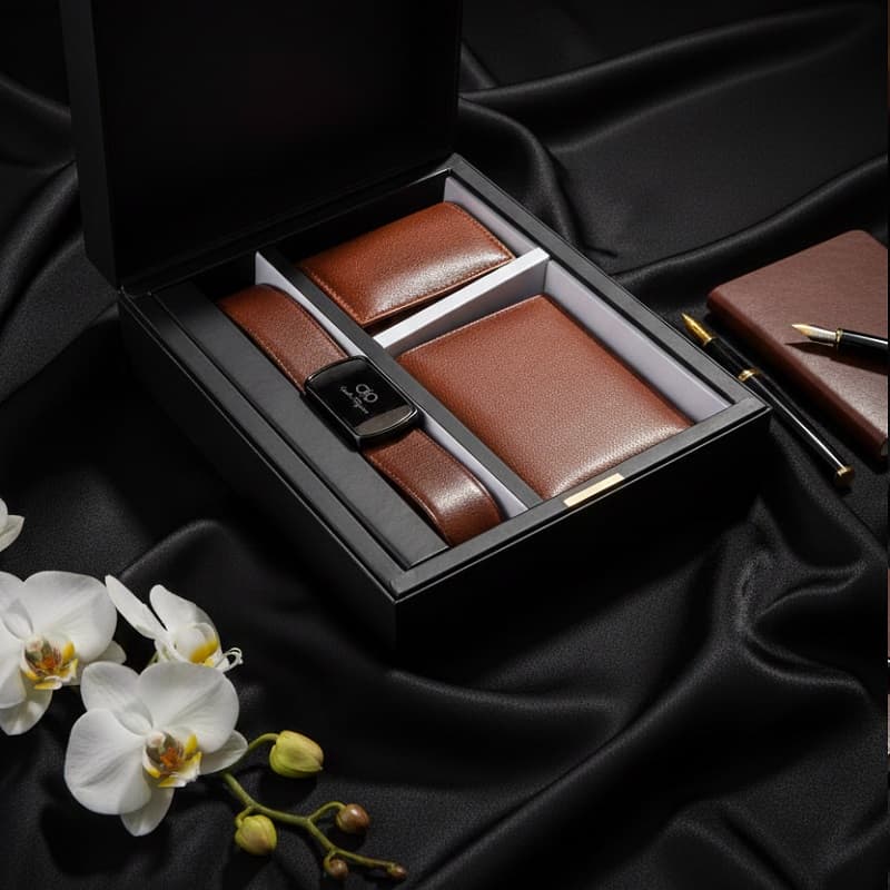 ست کیف و کمربند قهوه ای مدل M101