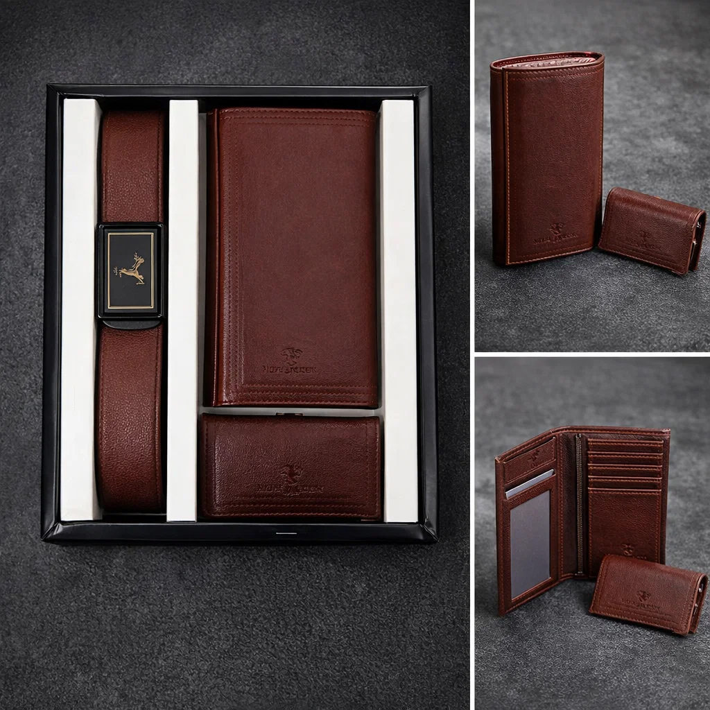 ست کیف و کمربند عسلی مدل M101-عسلی