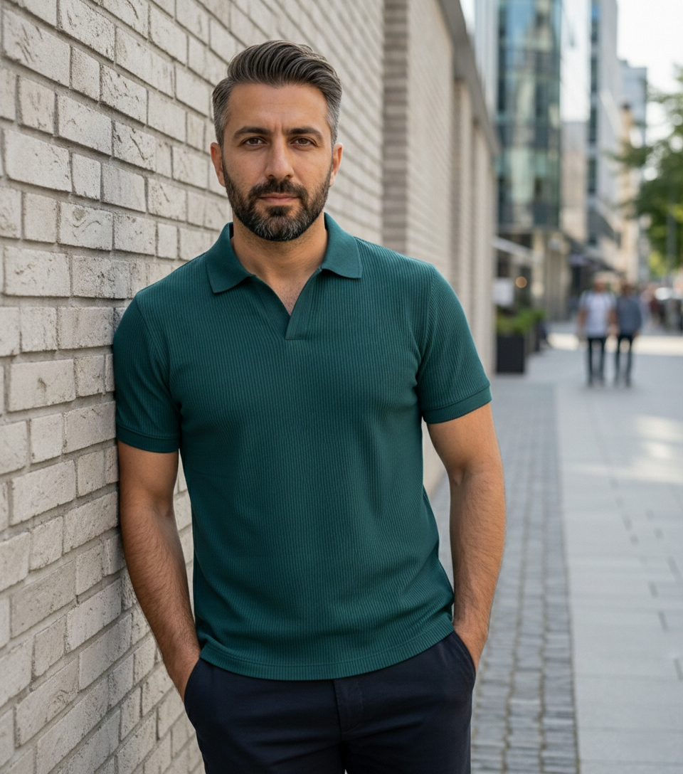 تیشرت میله ای یقه دار tavar-سبز