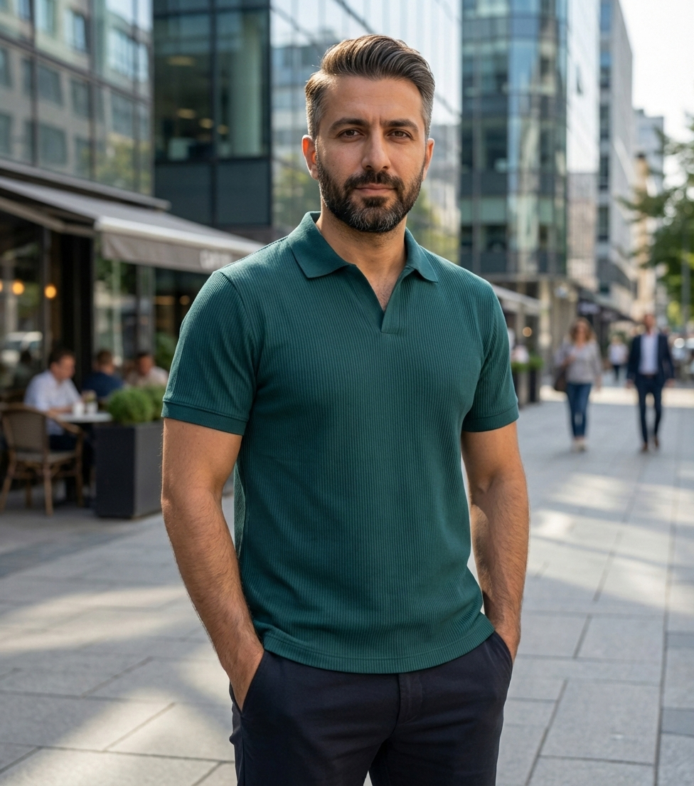 تیشرت میله ای یقه دار tavar-سبز